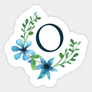 Floral Monogram O Pretty Blue Flowers Sticker